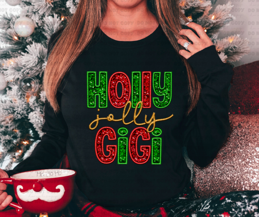 2983 Holly Jolly Gigi Faux Embroidery   *DREAM TRANSFER* DTF