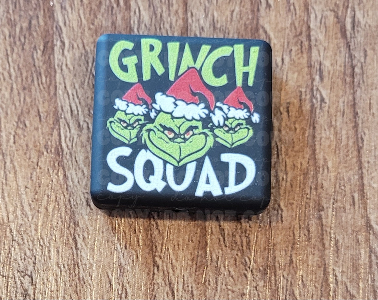 094FB Green Dude squad Christmas Focal Bead