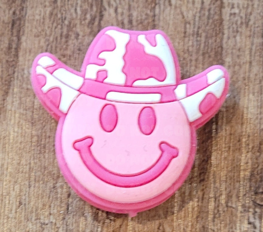 100FB Pink cowboy cow Focal Bead