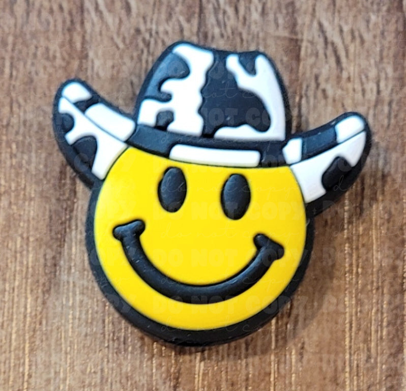 101FB Black and yellow cowboy cow Focal Bead