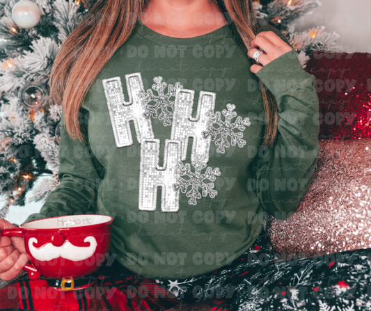 2902 Faux Glitter Ho Ho Ho snowflake   *DREAM TRANSFER* DTF