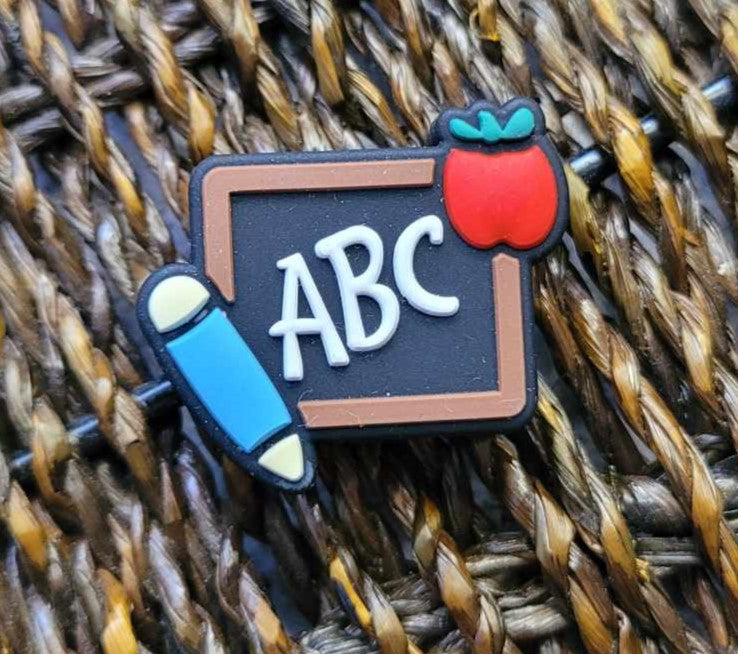 168 FB ABC school blue pencil Focal Bead