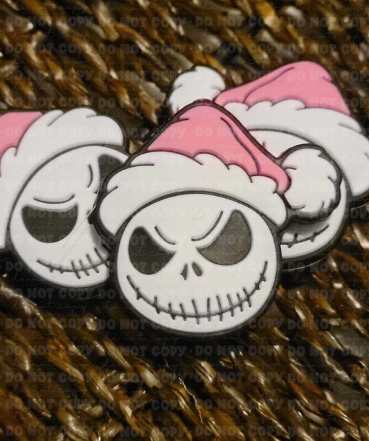 221 FB Pink hat skeleton Christmas Focal Bead