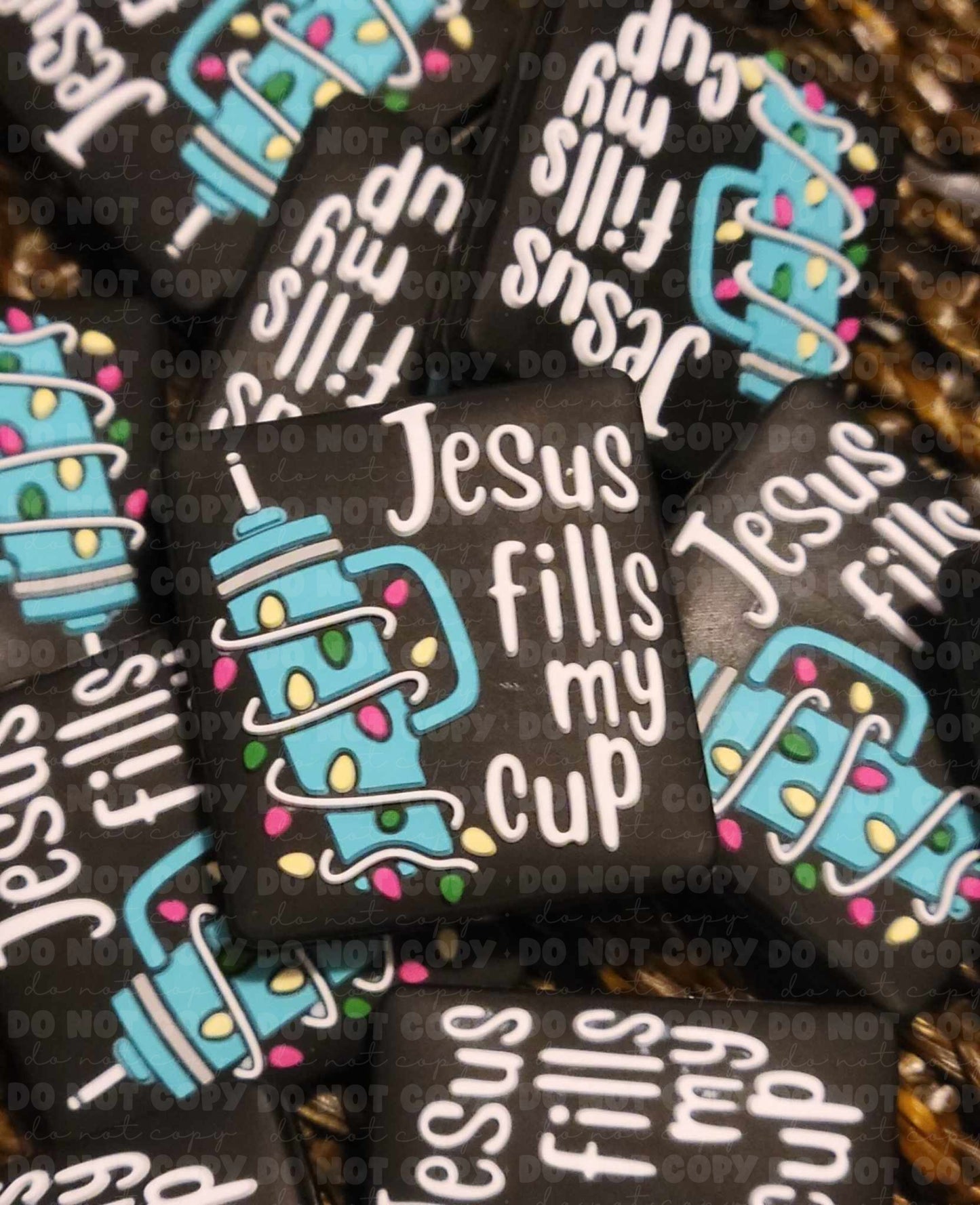 223 FB Jesus fills my cup Christmas Focal Bead