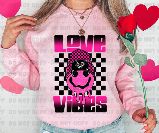 3094 Love vibes Checkered Pink*DREAM TRANSFER* DTF