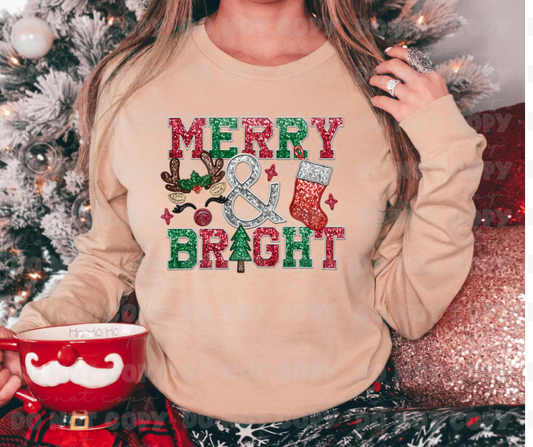 2903 Faux Glitter Merry & Bright *DREAM TRANSFER* DTF