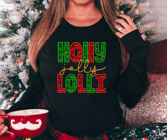 2976 Holly Jolly Faux embroidery  *DREAM TRANSFER* DTF