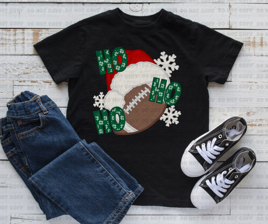 2979 Ho Ho Ho Football Faux Embroidery   *DREAM TRANSFER* DTF