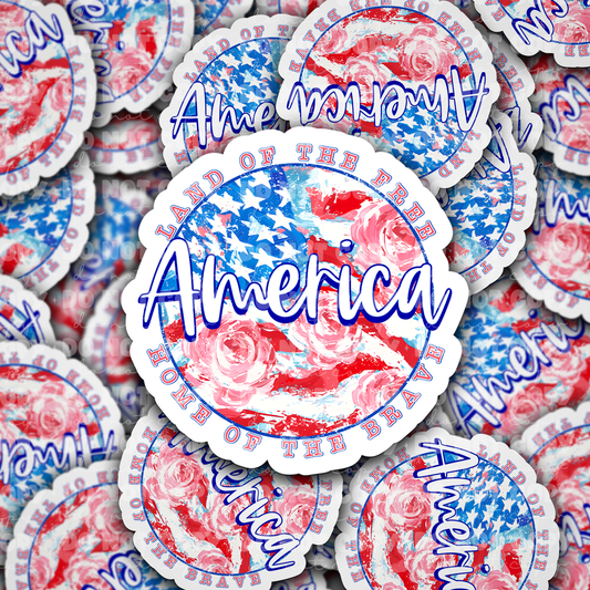 DC 1014 America land of the free home of the brave Die cut sticker