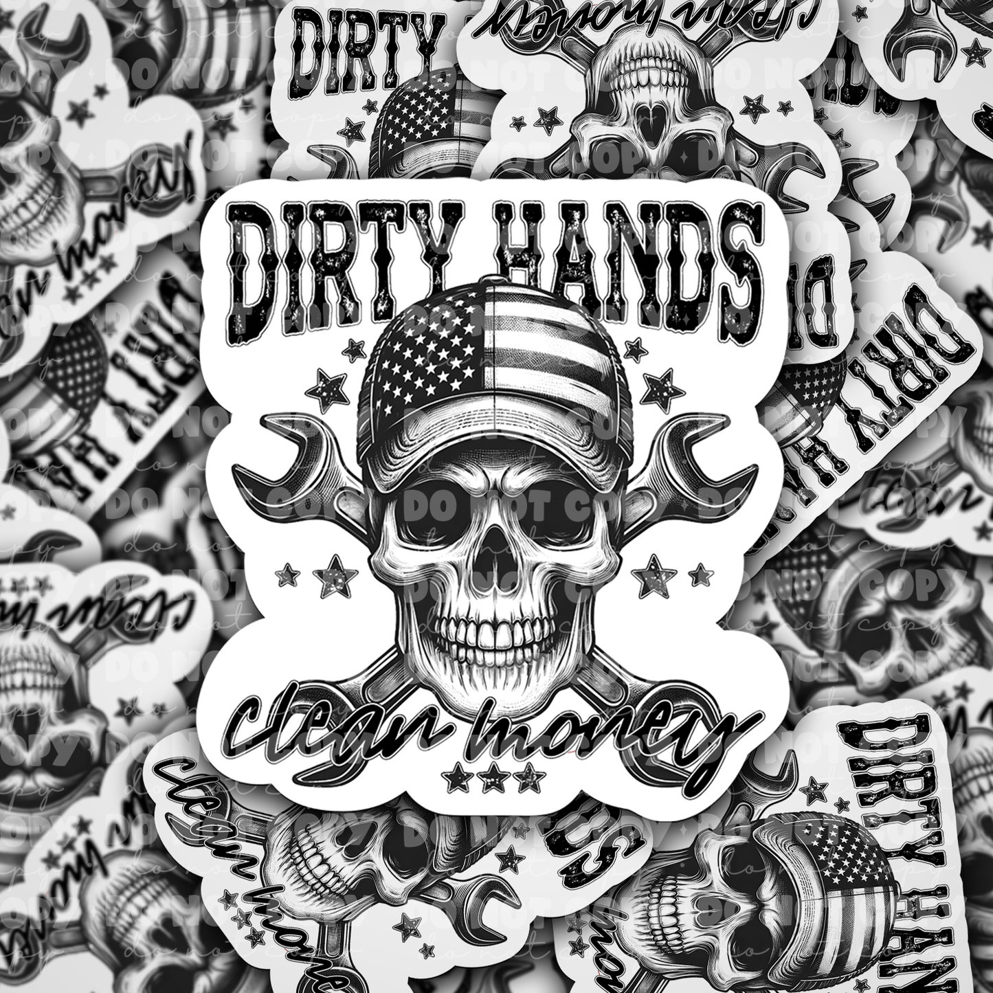 DC 1025 Dirty hands clean money Die cut sticker