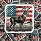 DC 1291 American flag with deer - die cut sticker