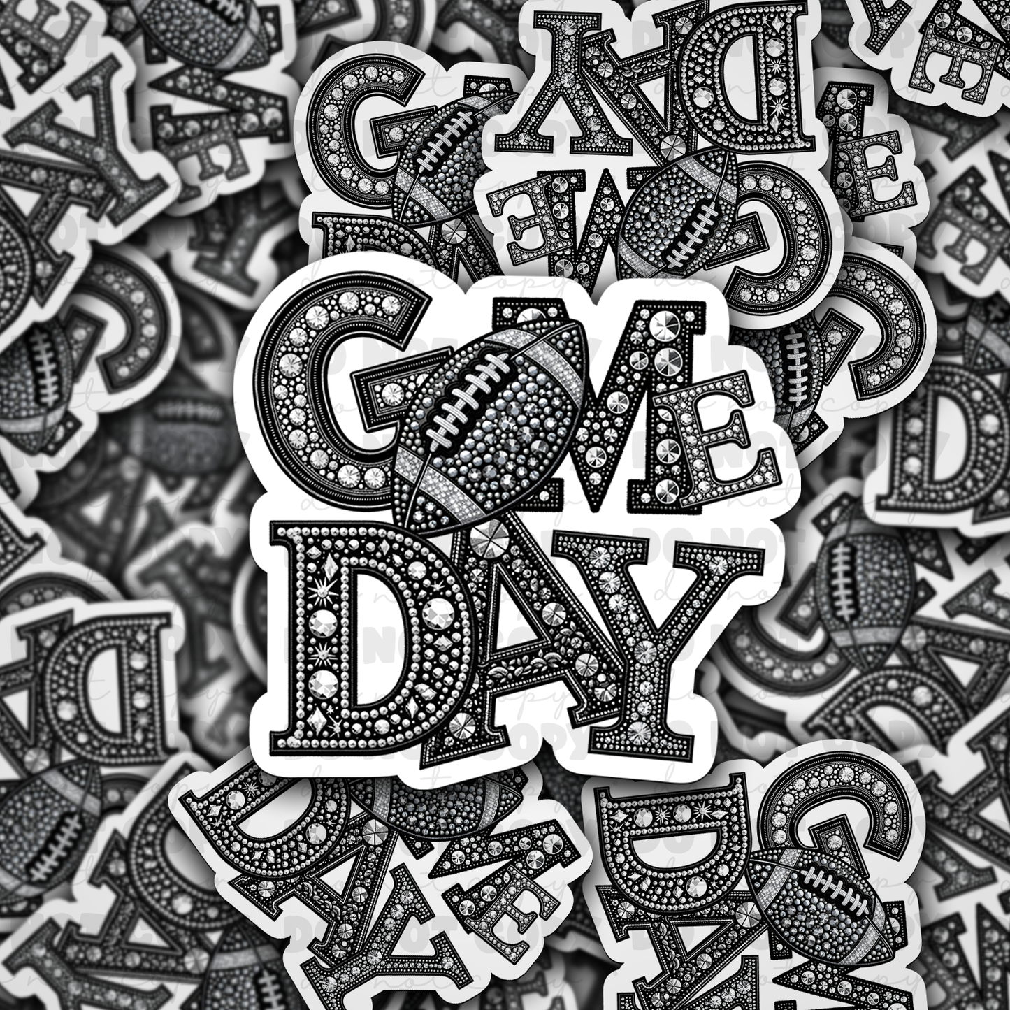 DC 1108 Game Day football faux rhinestone Die cut sticker