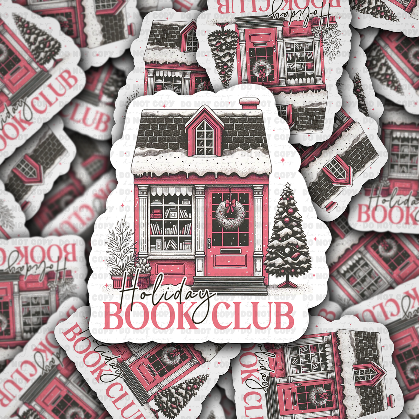 DC 1257 Holiday book club Die cut sticker