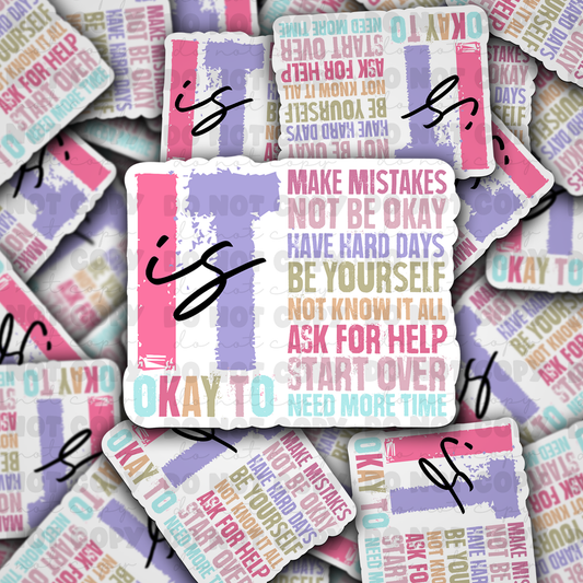 DC 1092 It is okay to make mistakes Die cut sticker