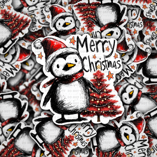 DC 1269 Merry Christmas Penguin die cut sticker