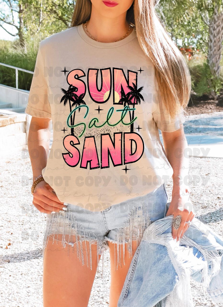 Sun salt sand orange and pink with palm trees *DREAM TRANSFER* DTF