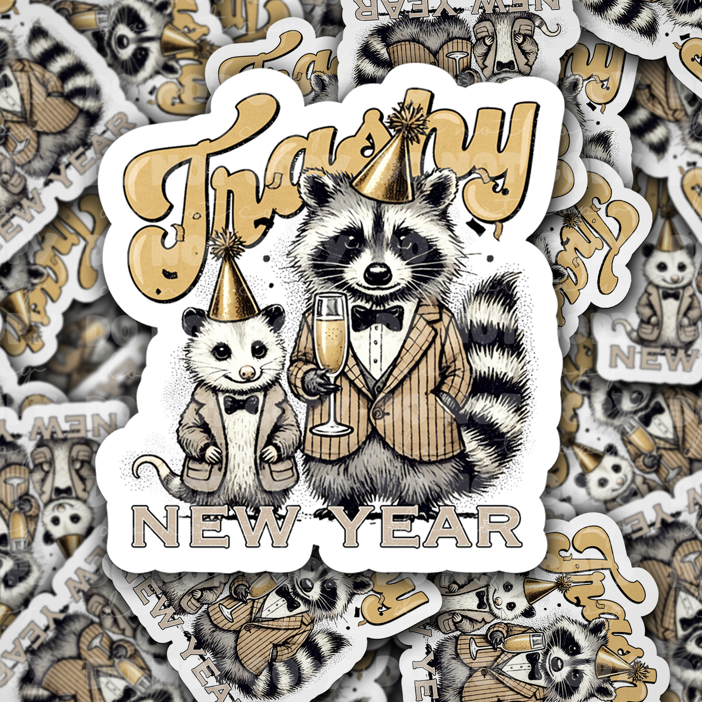 DC 1293 Trashy new year - die cut sticker