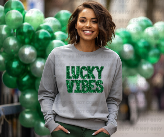 3531 glitter lucky vibes green DREAM TRANSFER* DTF