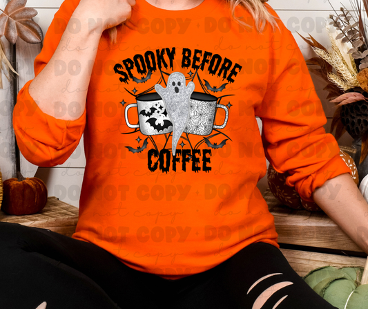 4221 SPOOKY BEFORE COFFEE GLITTER *DREAM TRANSFER* DTF