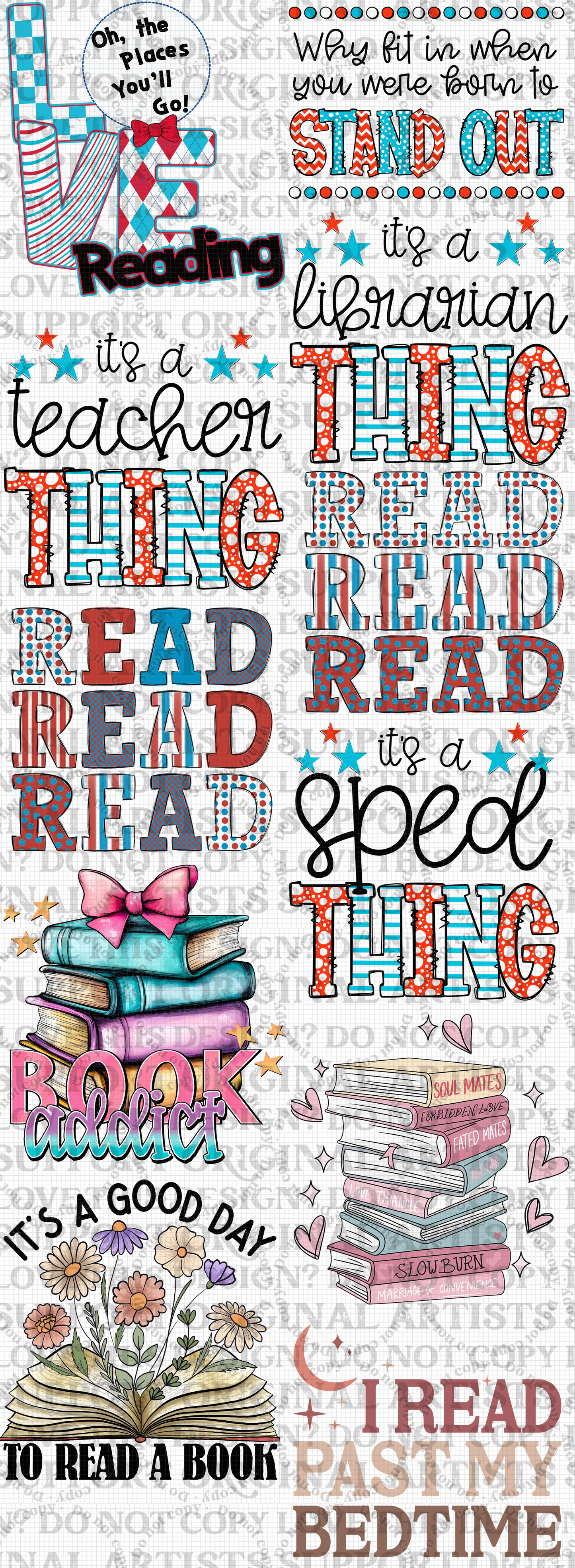 103 Premade Read Across America Gang Sheet 22x60