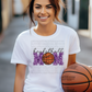 5202 - Faux glitter Basketball mom purple lettering *DTF