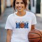 5197 - Faux glitter Basketball mom blue lettering design *DTF