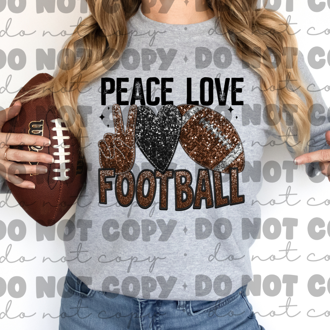 3381 Peace Love Football Faux Glitter *DREAM TRANSFER* DTF