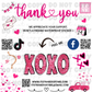 Custom thank you for your order with freebie XOXO sticker cut outs *YOU CHOSE QUANTITY* *Ships within 3-5 business days*