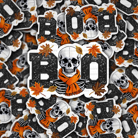 DC 1122 Boo Skeleton Fall Die cut sticker