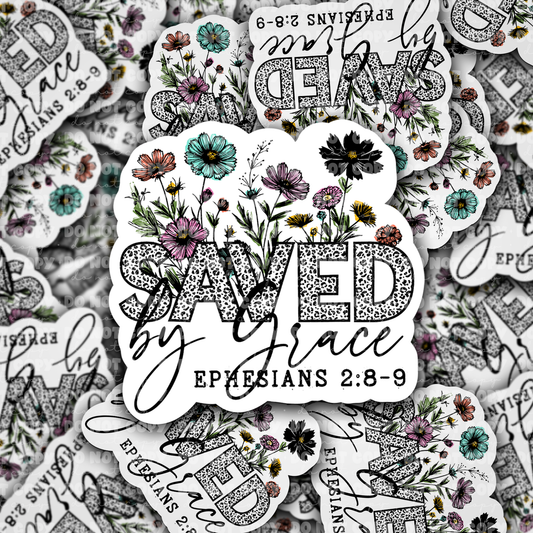 DC 1039 Saved by grace  Die cut sticker