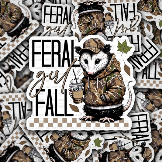 DC 1150 feral girl fall Die cut sticker