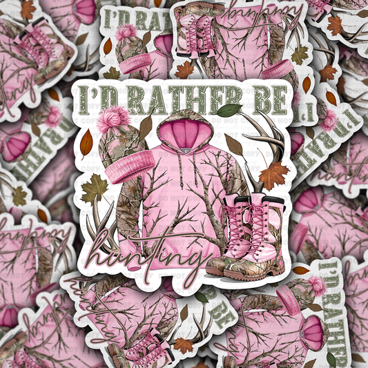 DC 1153 id rather be hunting pink camo Die cut sticker