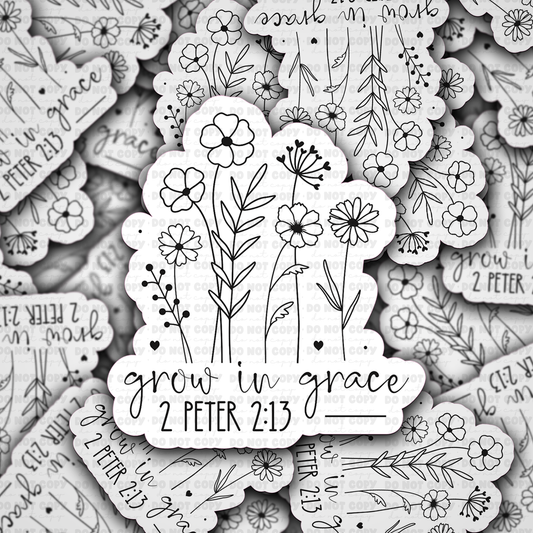 DC 1183 Grow in Grace Die cut sticker