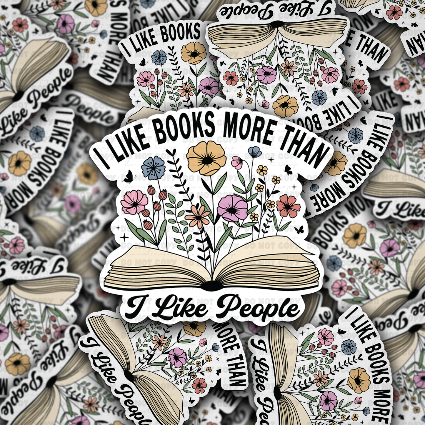 DC 1186 I like books more than i like people Die cut sticker