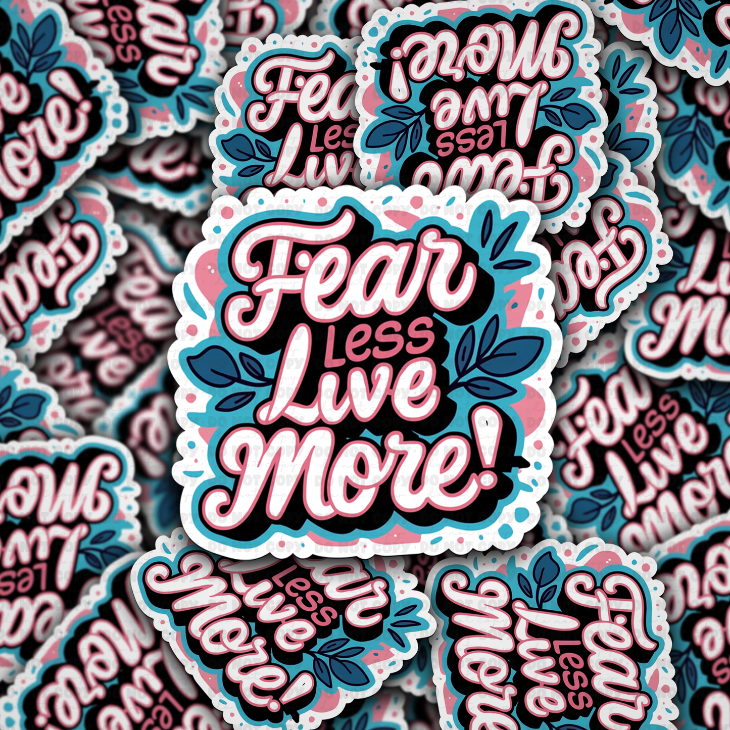 DC 1198 Fear less live more Die cut sticker