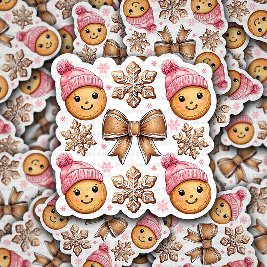 DC 1206 Pink gingerbread head Die cut sticker