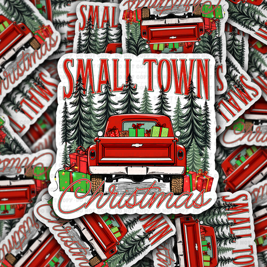 DC 1208 Small town christmas Die cut sticker