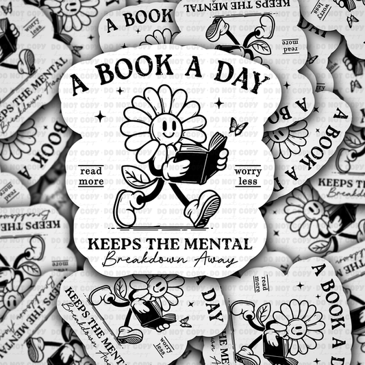 DC 1212 a book a day keeps the mental breakdown away  Die cut sticker