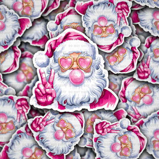 DC 1226 Santa blowing a bubble Die cut sticker