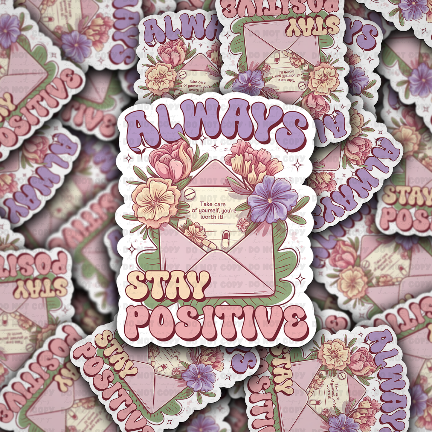 DC 1228 always stay positive Die cut sticker