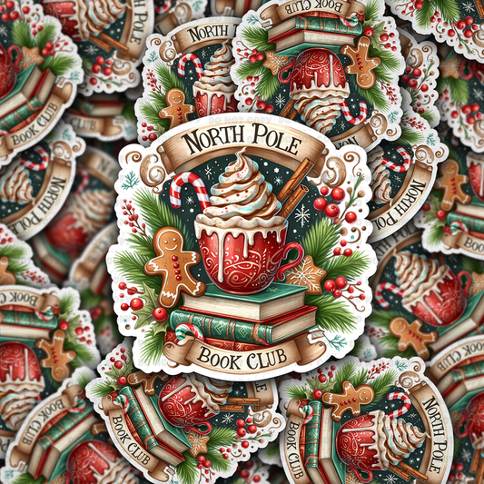 DC 1234 North pole book club Die cut sticker