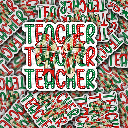 DC 1237 Teacher Christmas pencil Die cut sticker