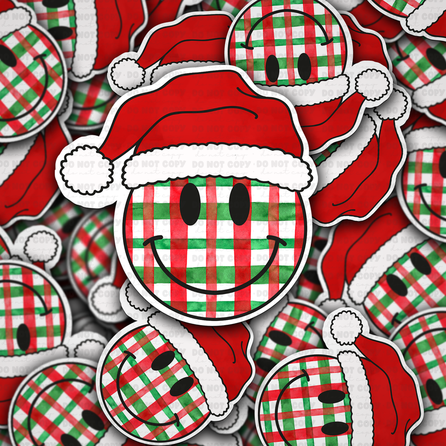 DC 1241 Plaid Christmas face Die cut sticker