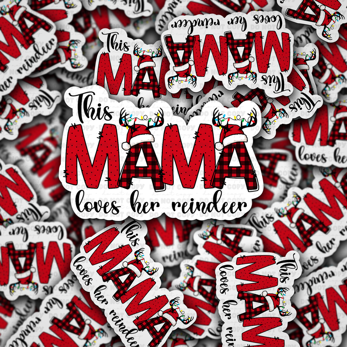 DC 1245 This mama loves her reindeer Die cut sticker