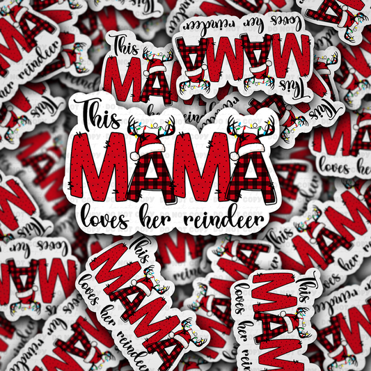 DC 1245 This mama loves her reindeer Die cut sticker