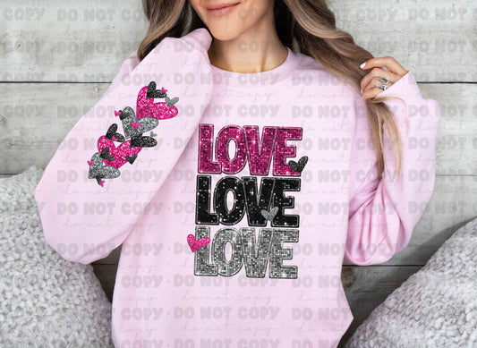 3180 Love Stacked Glitter with sleeve *DREAM TRANSFER* DTF