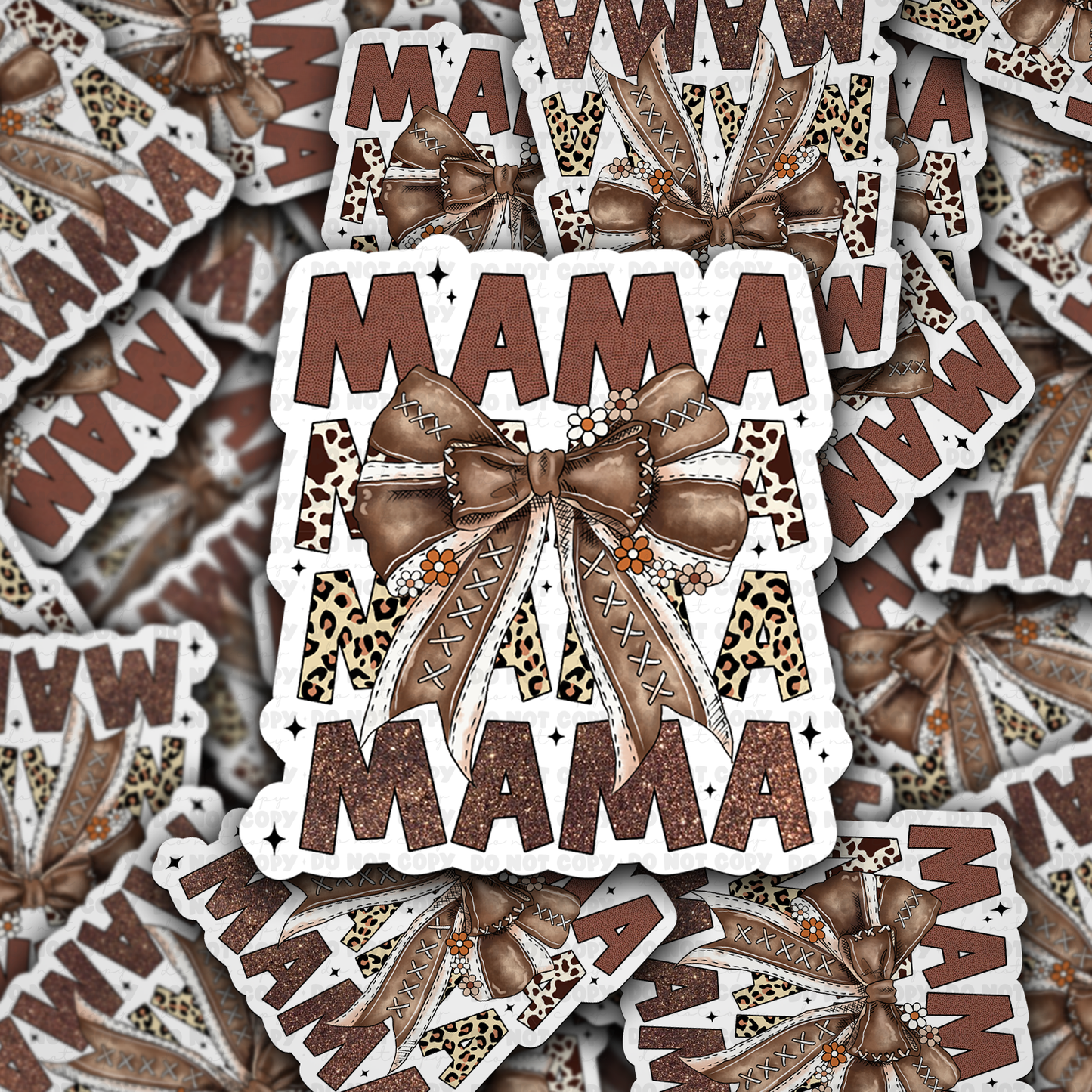 DC 1133 Mama coquette bow leopard Die cut sticker