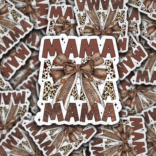 DC 1133 Mama coquette bow leopard Die cut sticker