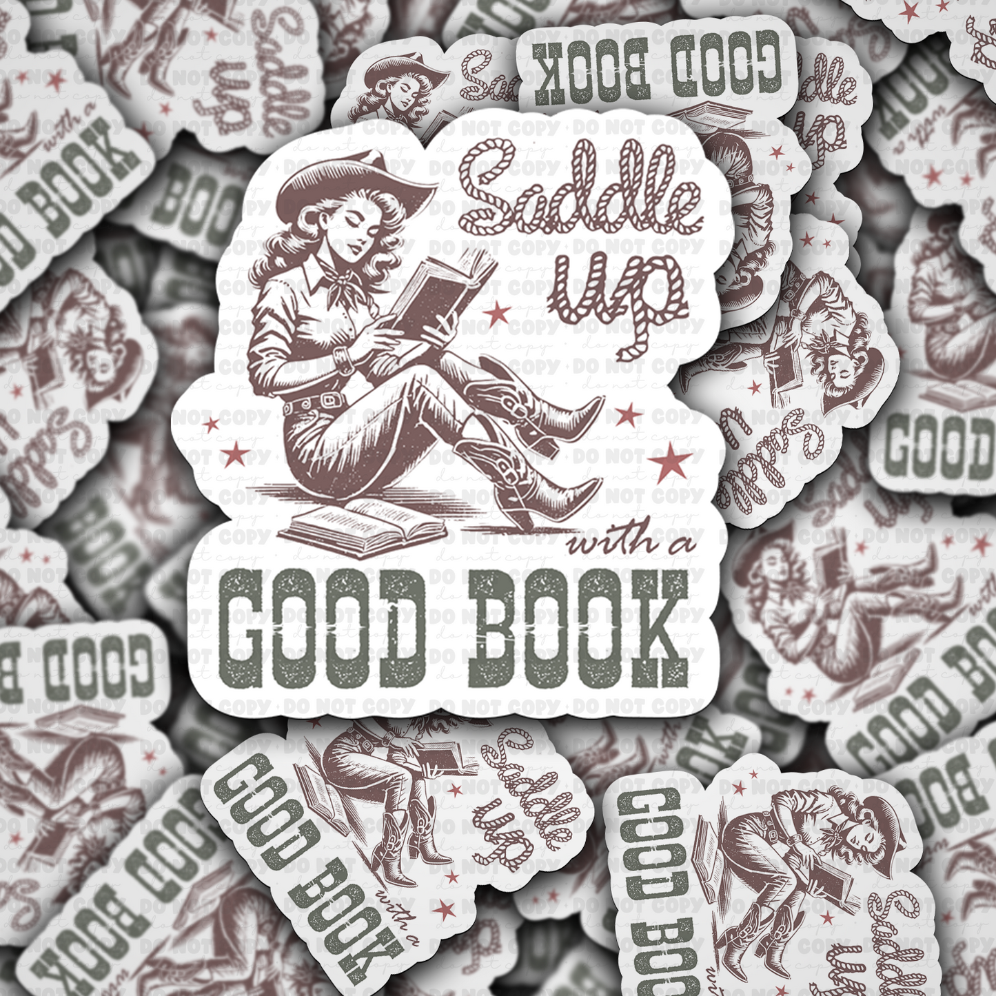 DC 1614 -Saddle up with a good book Die Cut Sticker