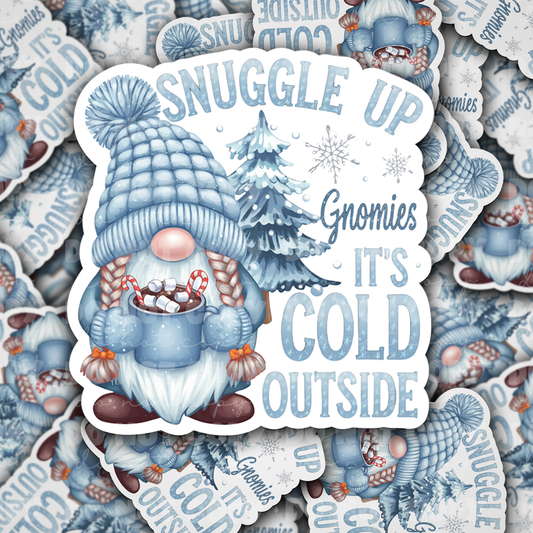 DC 1276 Snuggle up gnomies it's cold outside - die cut sticker